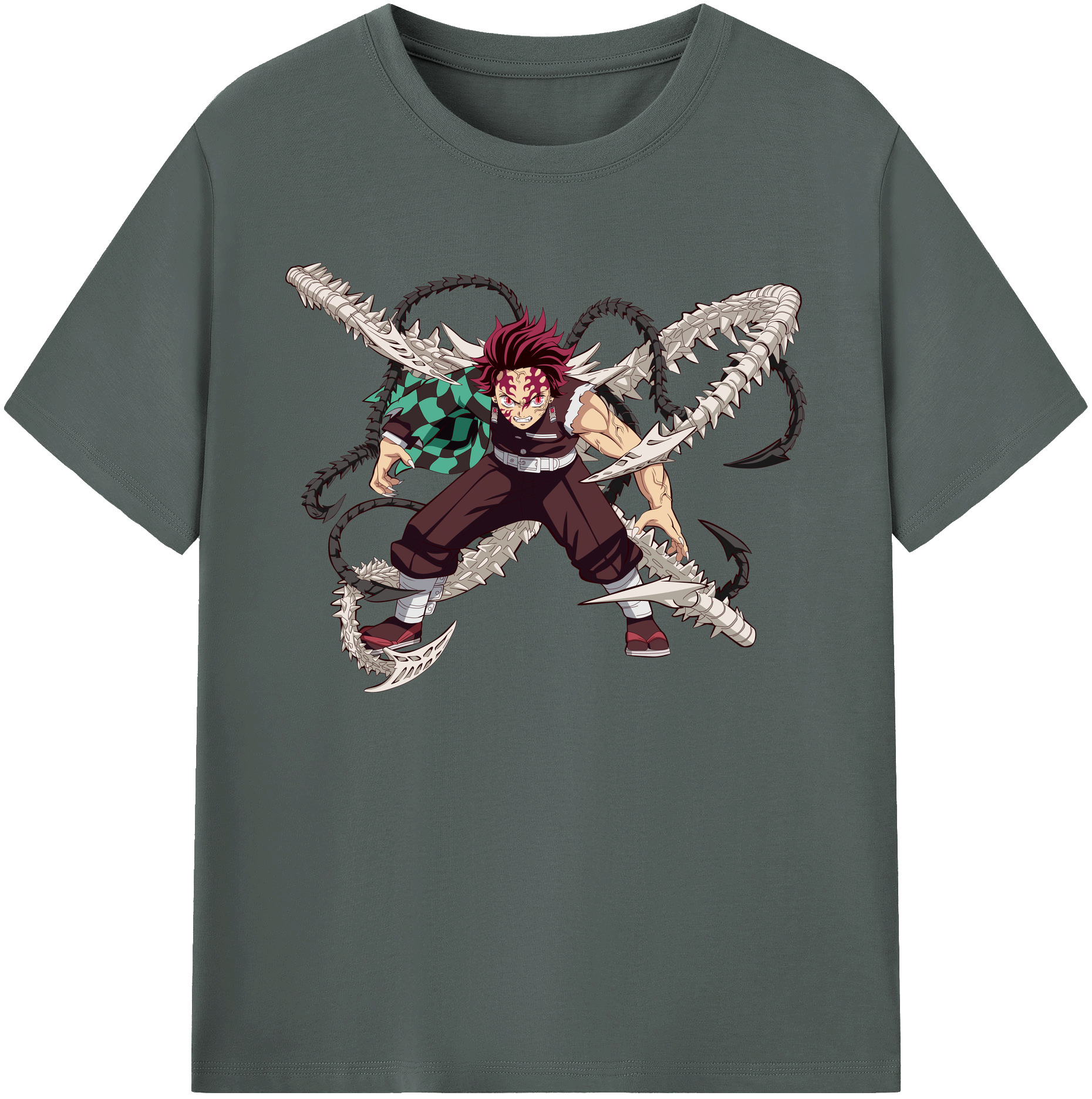 （画像用） 鬼滅の刃 竈門 炭治郎／かまど たんじろう Kamado Tanjirou 綿100％ メンズ半袖Tシャツ｜肌触りやわらか＆通気性